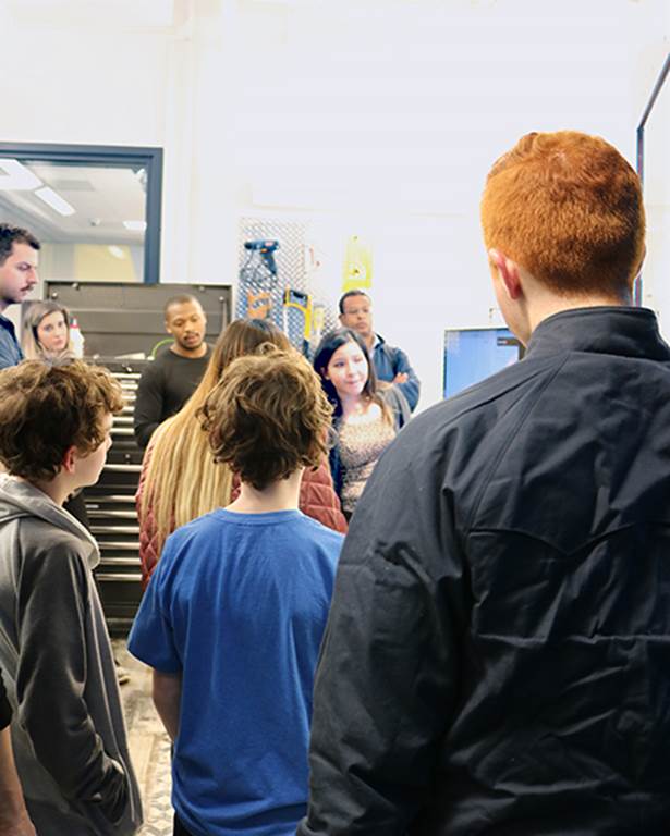 Students and attendees toured DePaul's new Maker Hub, where Daryl Koehn, Wicklander Chair in Professional Ethics, led a short talk on the ethical issues surrounding 3D printing, make-it-yourself physical spaces, entrepreneurship and more.